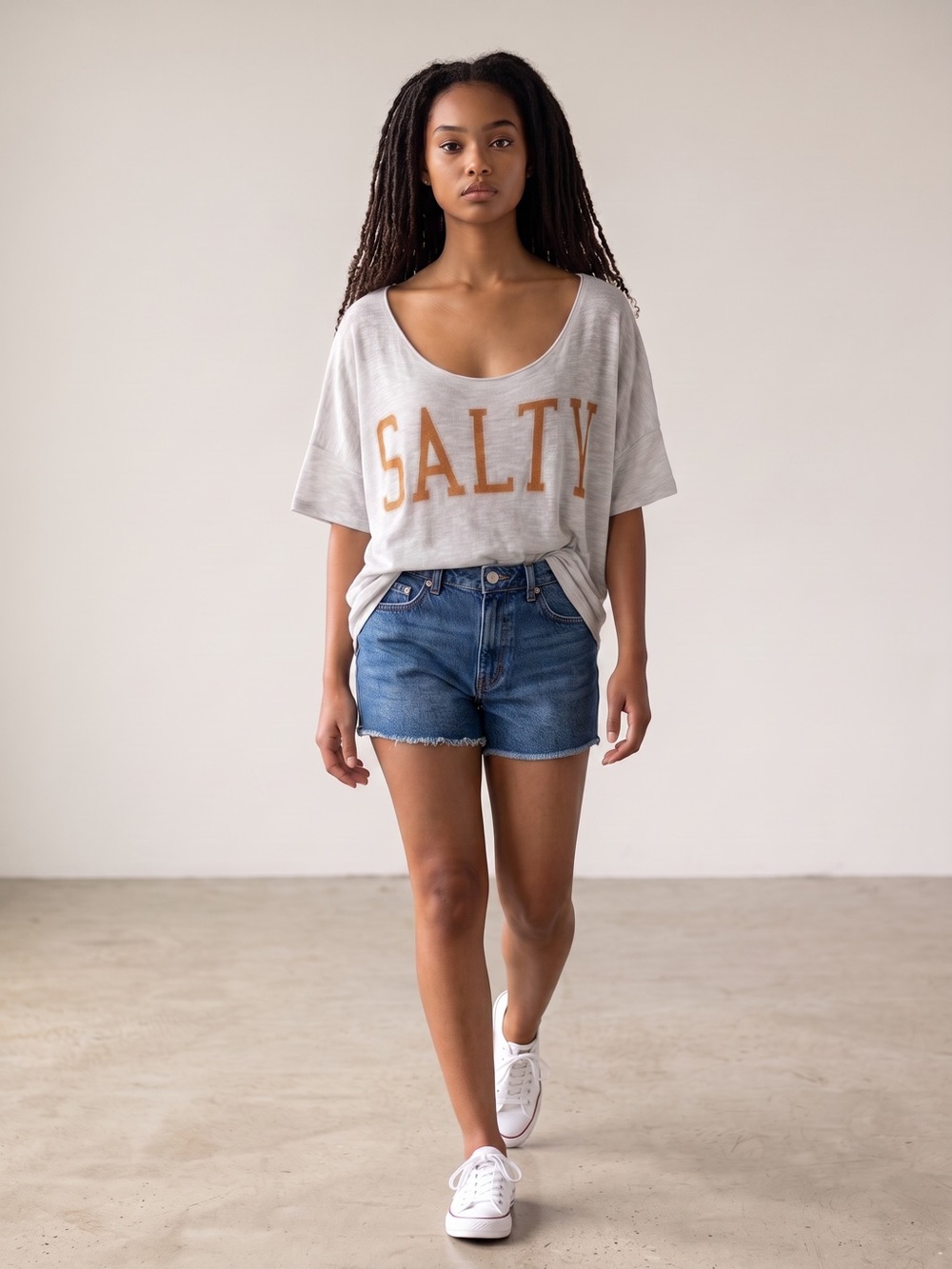 Stitchdrop NWT Salty knitted Graphic Scoop-Neck Tee. Summer. Beachy. Resortwear